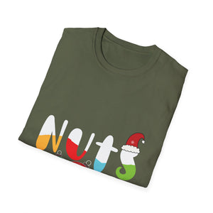 Christmas Nuts Graphic T-Shirt — Festive Holiday Ornaments & Santa Hat Tee
