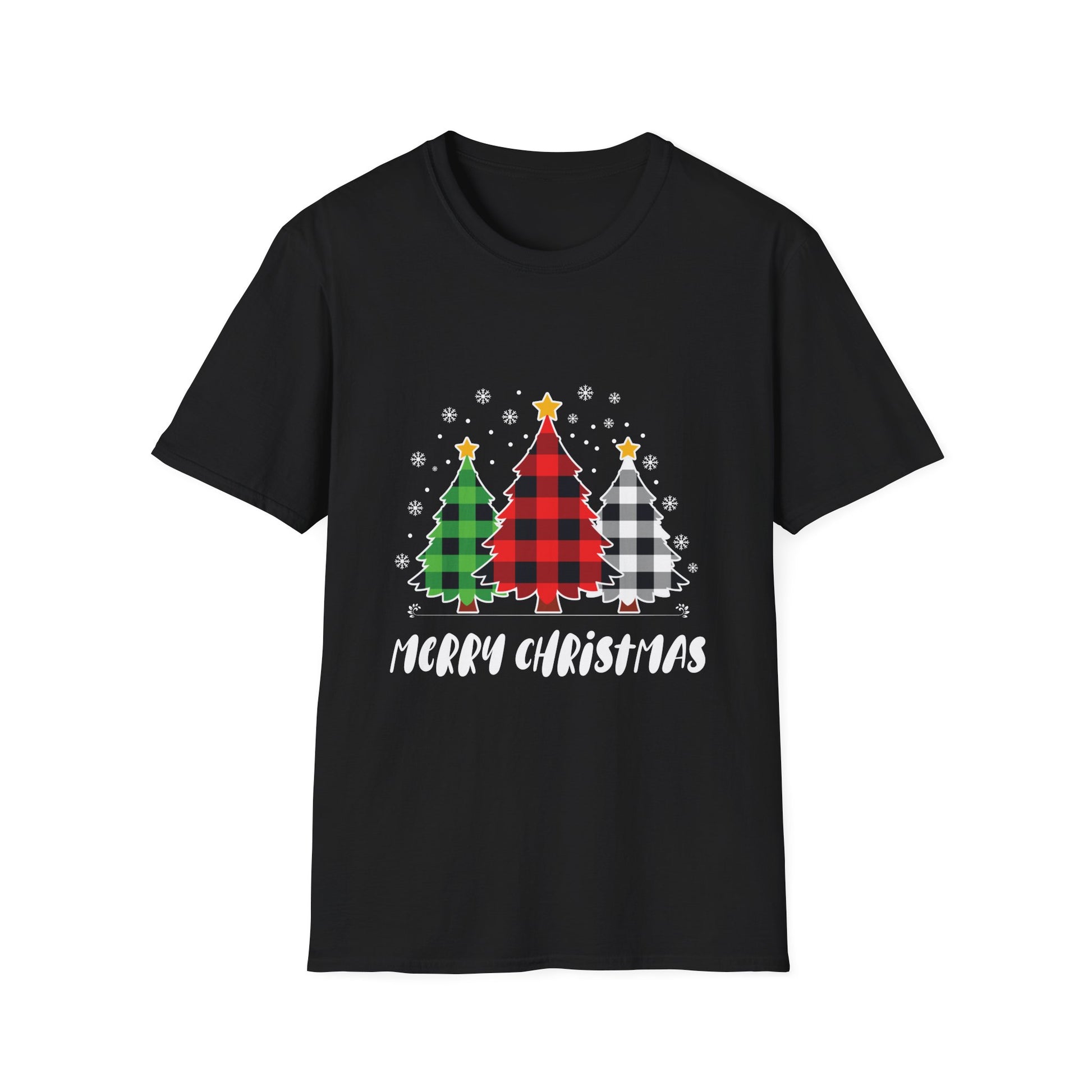 Christmas Plaid Tree T-Shirt — "Merry Christmas" Holiday Tee