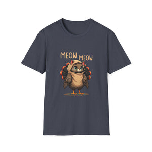 Meow Meow Turkey Cat T‑Shirt — Cute Cartoon Cat Dressed as Turkey, Thanksgiving Tee  Unisex T-Shirt