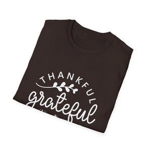 Thankful Grateful Blessed T-Shirt — Thanksgiving Fall Comfort Tee