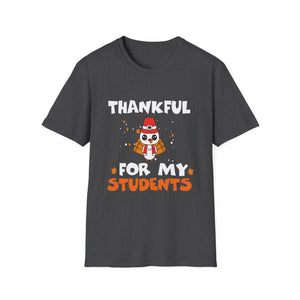 Thankful For My Students T-Shirt — Thanksgiving Teacher Tee with Cute Pilgrim Penguin