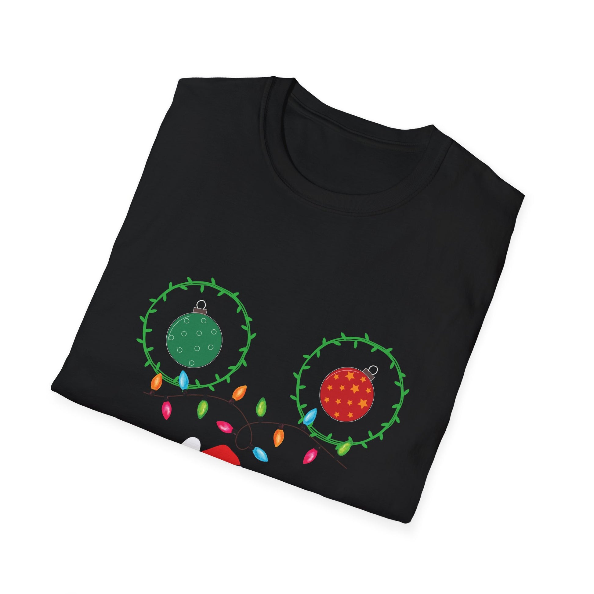Christmas Lights Chest T-Shirt — Colorful Holiday Graphic Tee