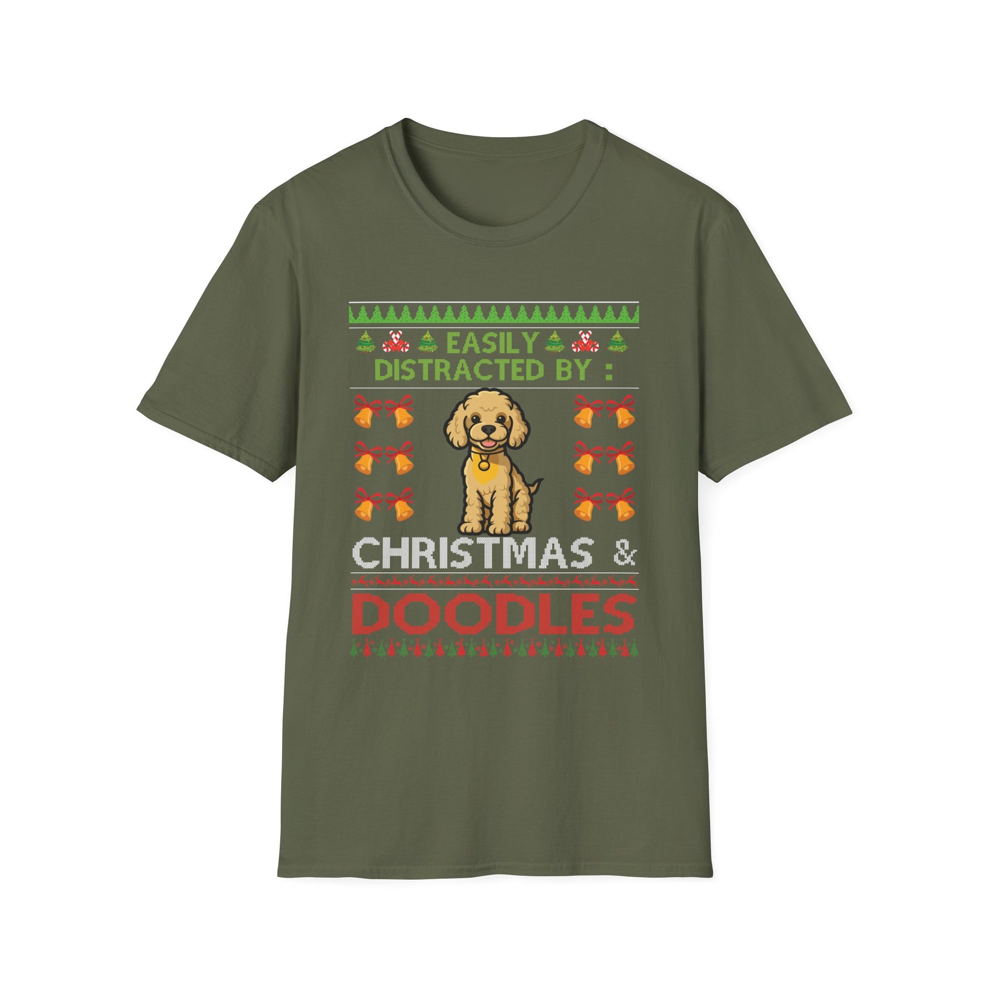 Christmas Doodles T‑Shirt — "Easily Distracted by Christmas & Doodles" Holiday Tee