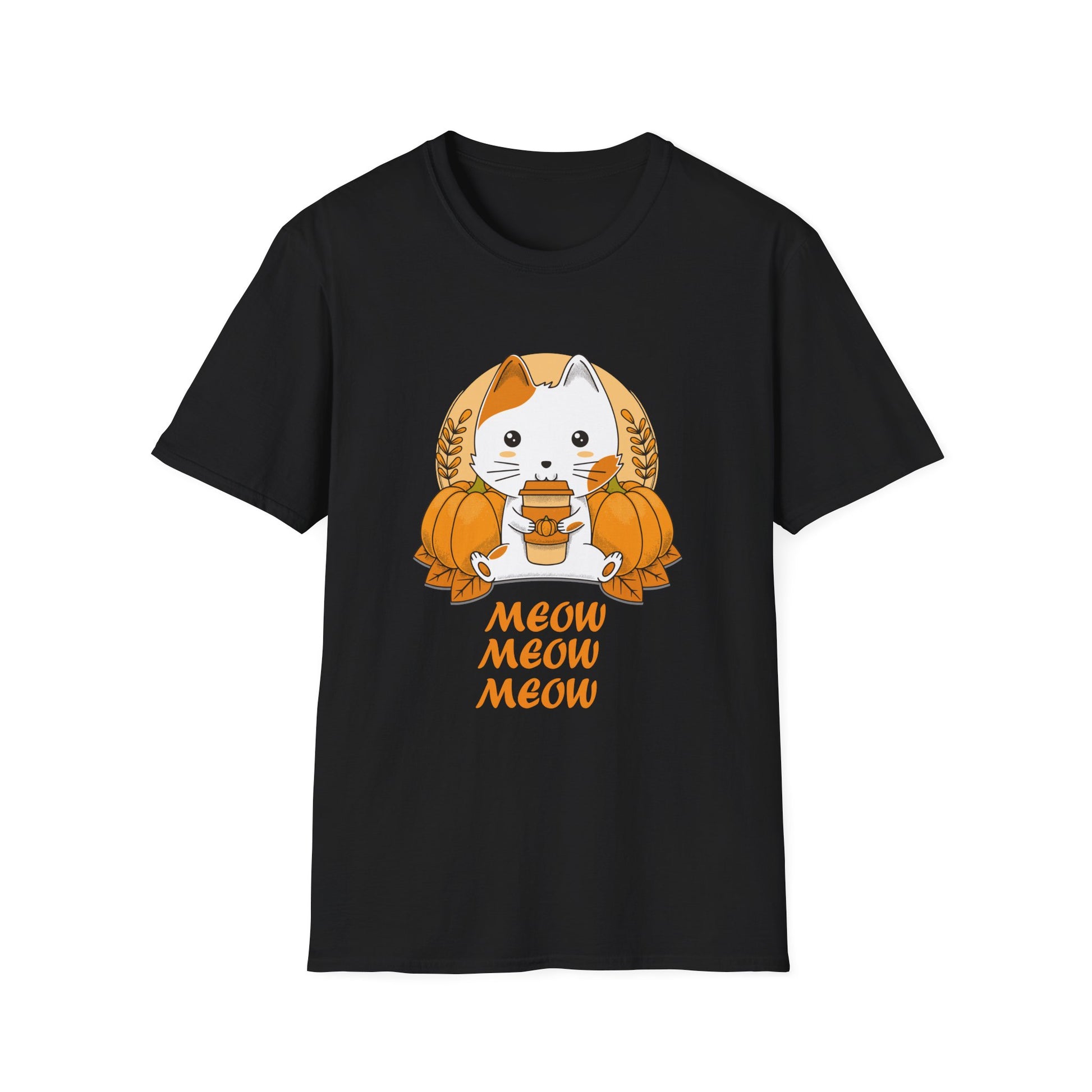 Pumpkin Spice Cat T-Shirt — Cute Autumn "Meow Meow Meow" Graphic Tee  Unisex T-Shirt