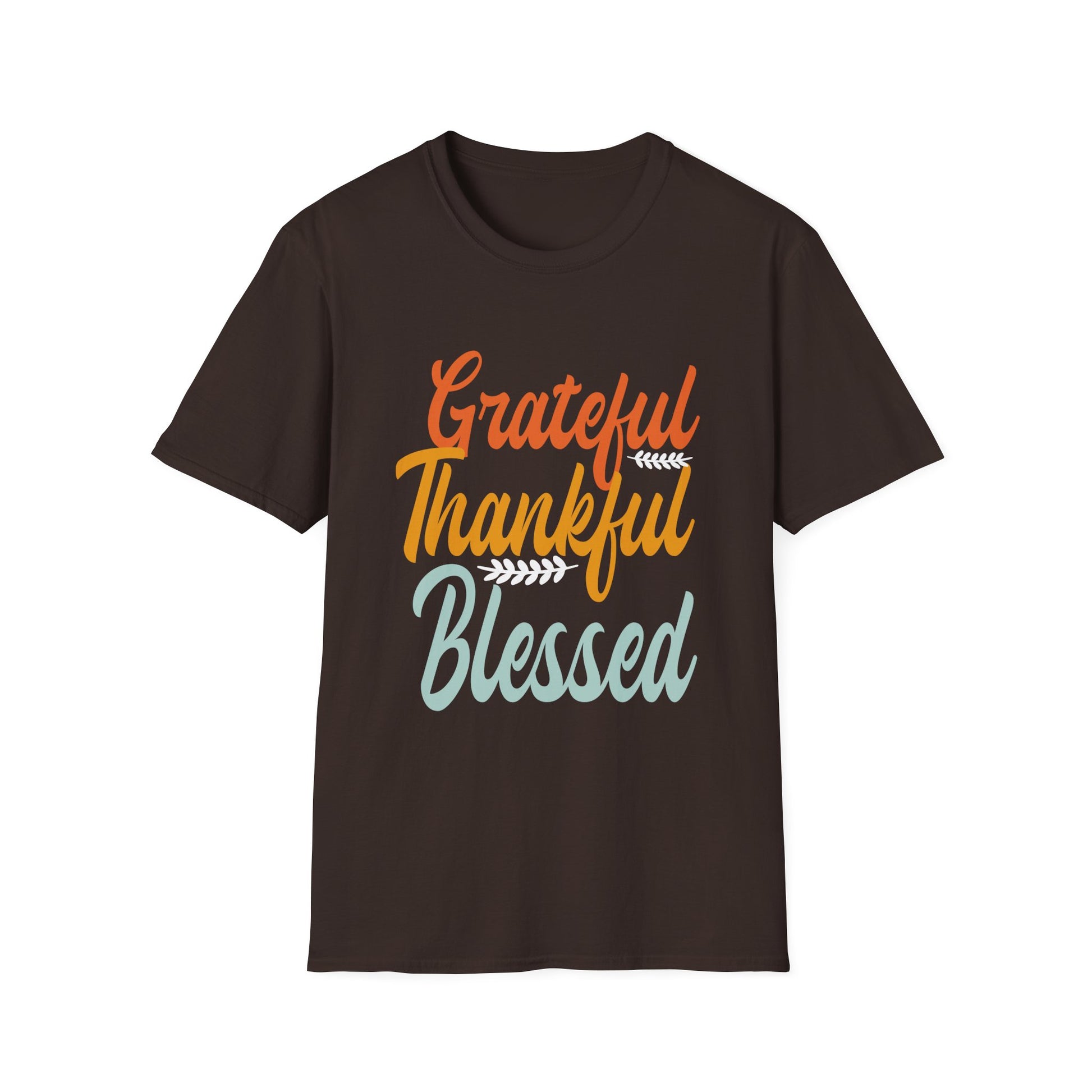 Grateful Thankful Blessed T-Shirt — Thanksgiving Fall Holiday Tee