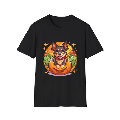 Cute Dog in Pumpkin T-Shirt - Unisex Halloween Tee  Unisex T-Shirt