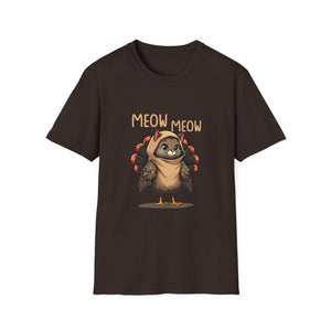 Meow Meow Turkey Cat T‑Shirt — Cute Cartoon Cat Dressed as Turkey, Thanksgiving Tee  Unisex T-Shirt