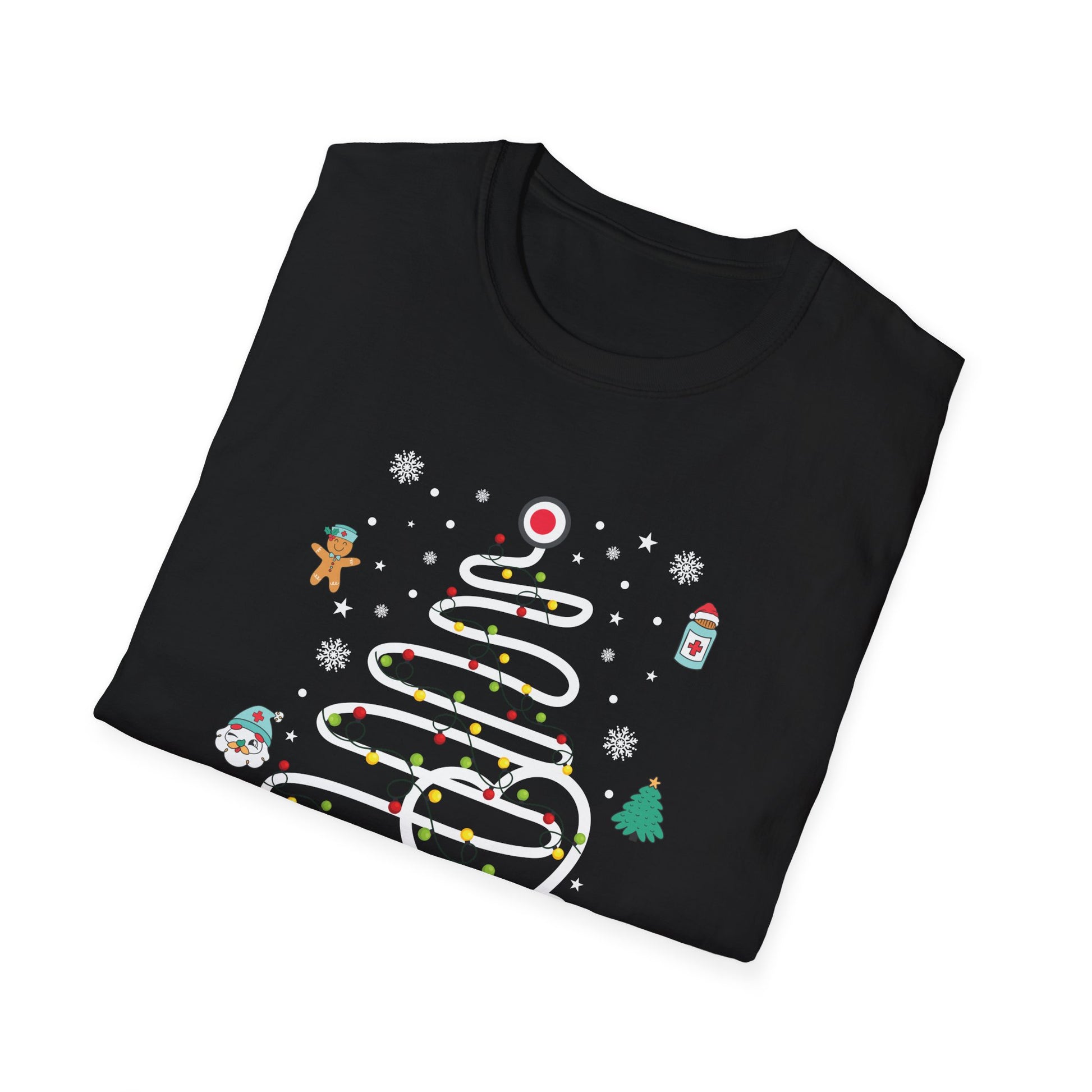 Nurse Christmas T-Shirt — Festive Holiday Tree & Medical Icons Tee