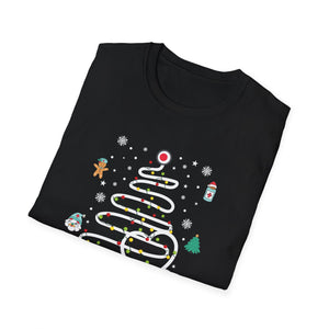 Nurse Christmas T-Shirt — Festive Holiday Tree & Medical Icons Tee
