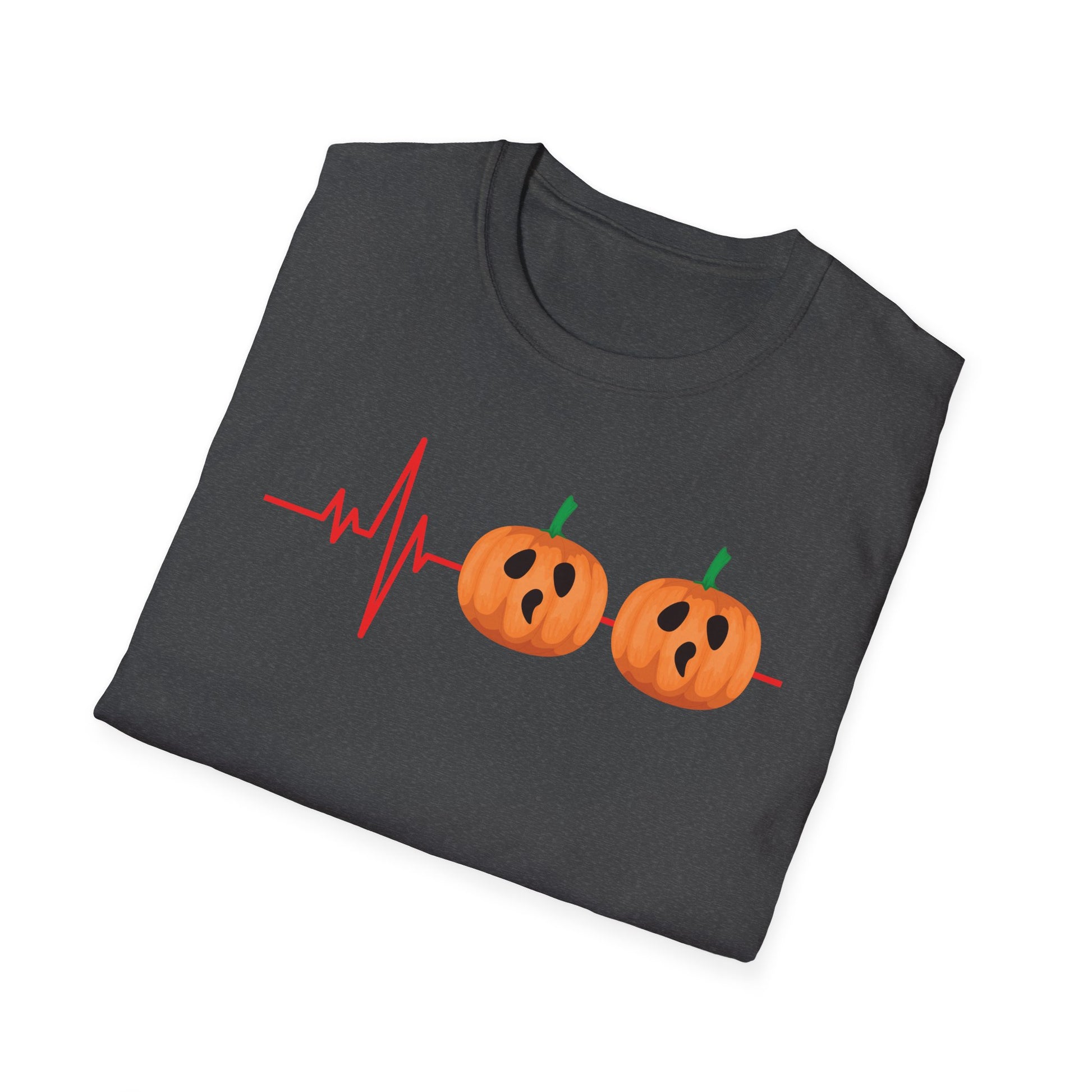 Halloween Pumpkin Heartbeat T-Shirt — Cute Jack-O’-Lantern ECG Tee