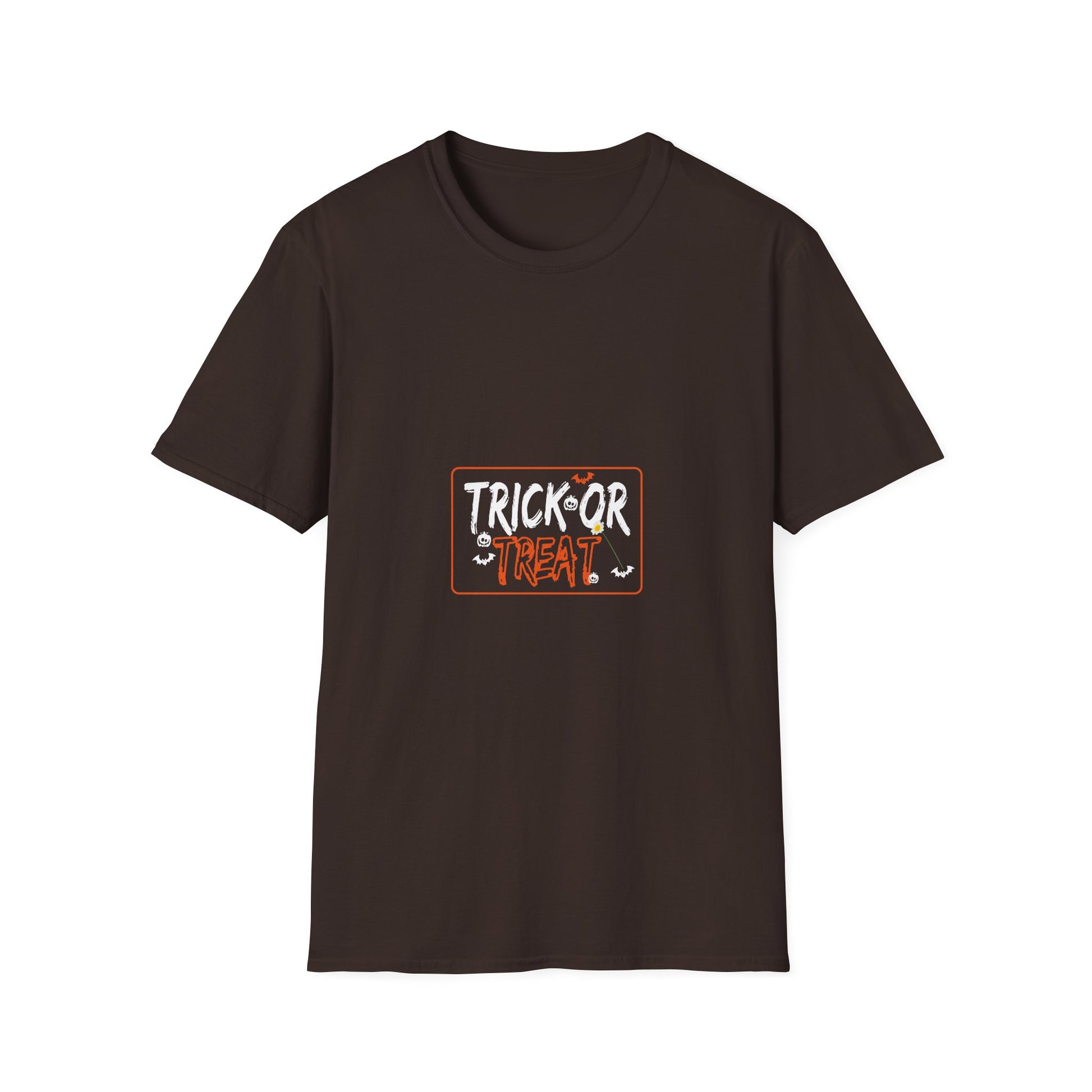 Trick Or Treat T-Shirt — Halloween Graphic Tee with Bats & Spooky Lettering