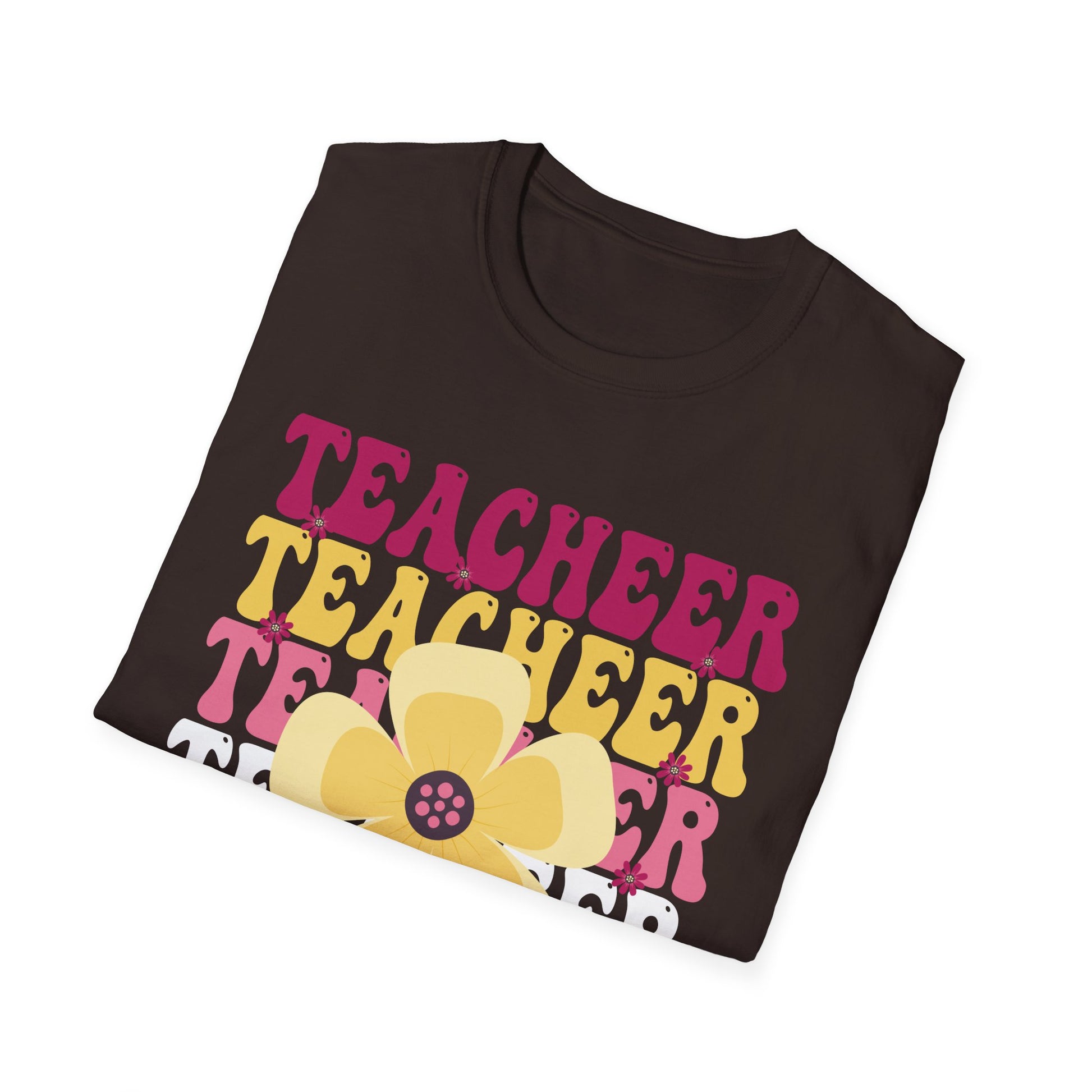 Teacher Floral Retro T‑Shirt — 'TEACHEER' Vintage Typography Teacher Gift