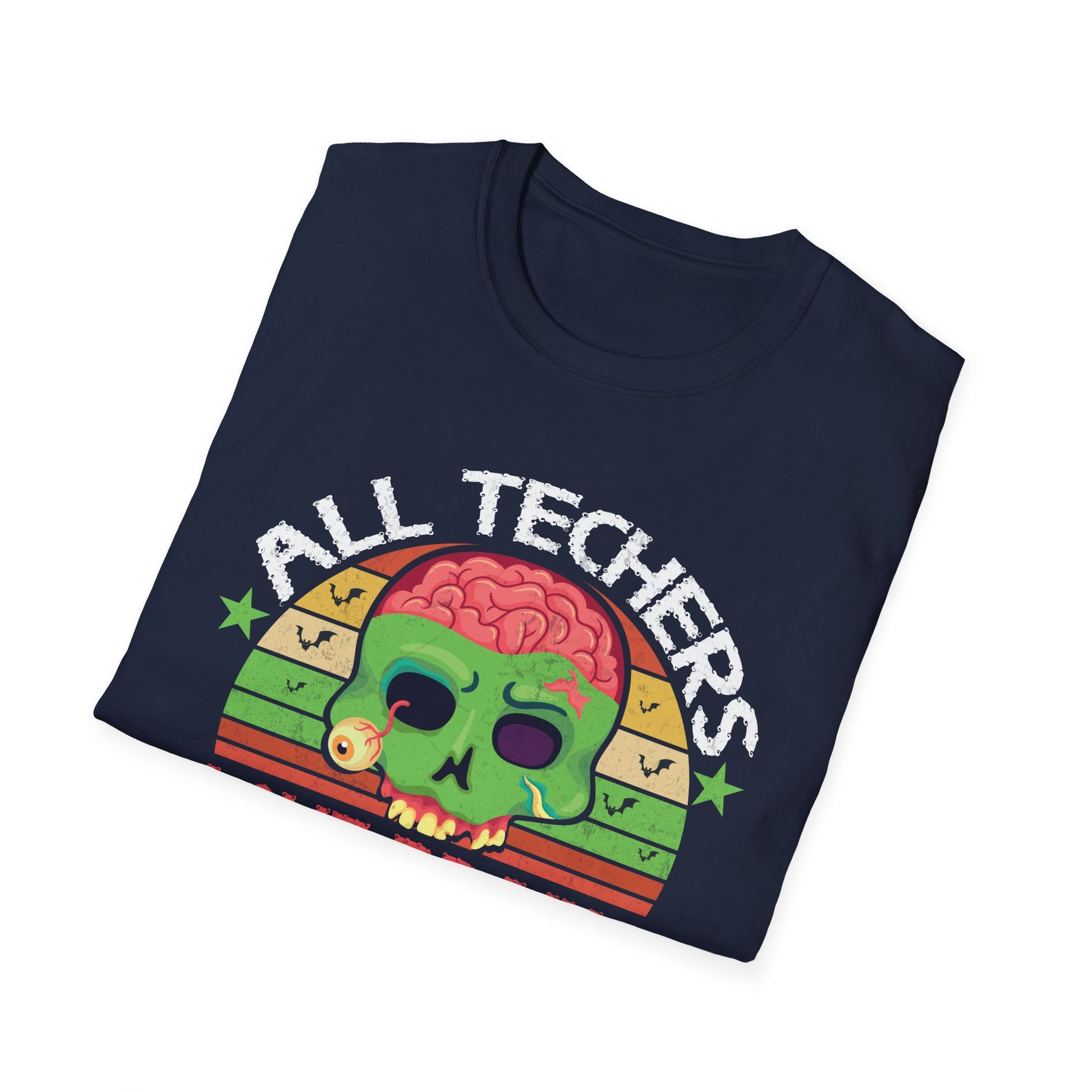 Teacher T-Shirt — "All Teachers Love Brains" Retro Zombie Education Tee