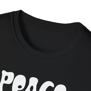 Peace Love Halloween T-Shirt — Retro Pumpkin Moon Graphic Tee