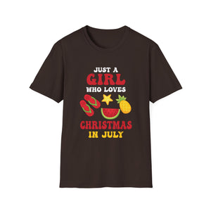 Christmas In July Shirt Girls Funny Summer Beach Vacation Unisex T-Shirt