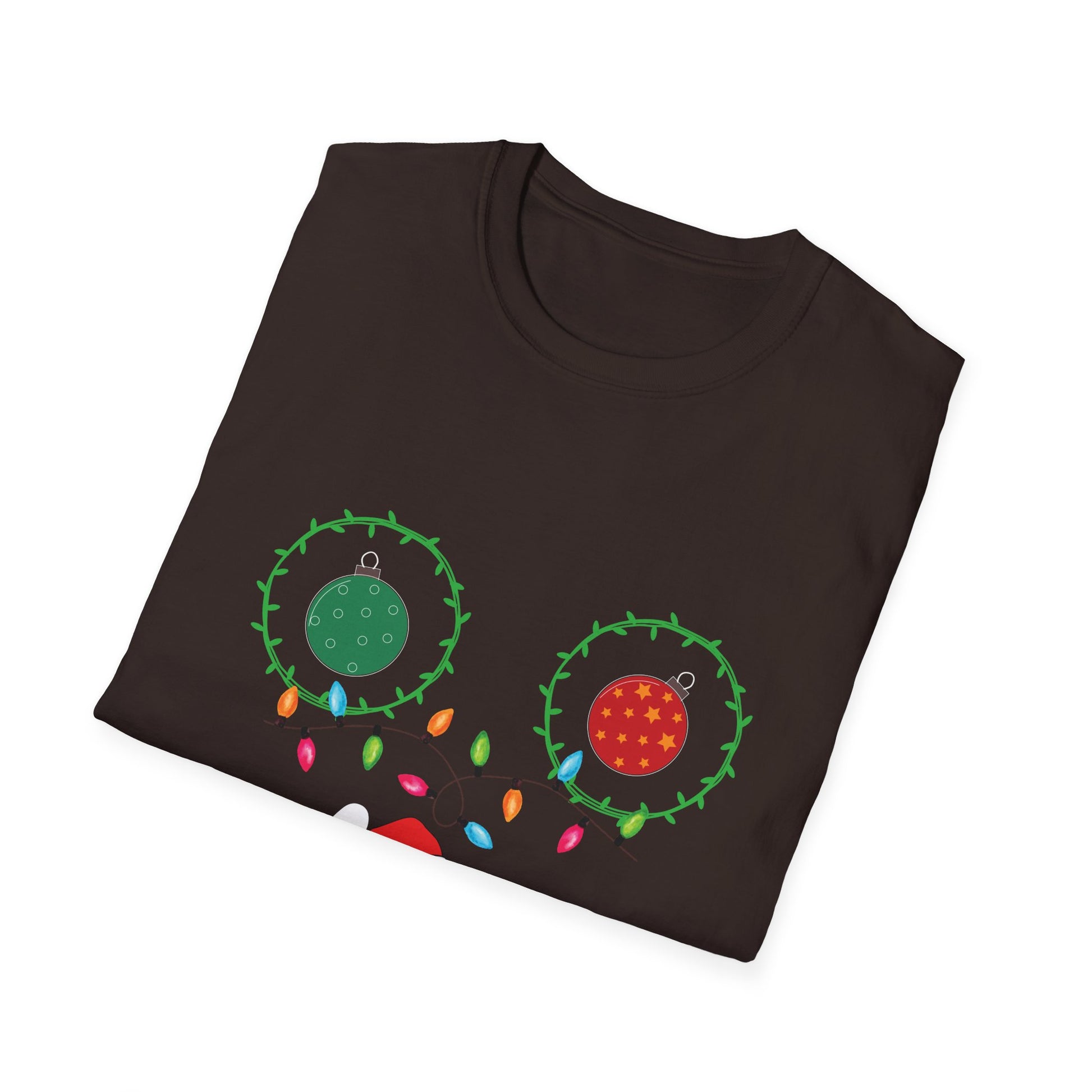 Christmas Lights Chest T-Shirt — Colorful Holiday Graphic Tee