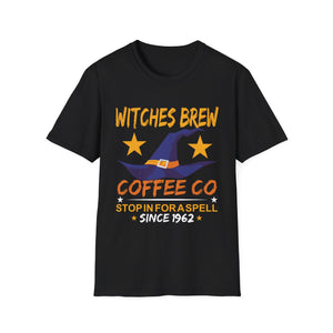 Witches Brew Coffee Co. T-Shirt – Halloween Witch Hat Graphic Tee
