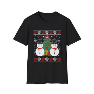 Christmas Snowmen T-Shirt — Festive Holiday Tree & Snowflake Tee