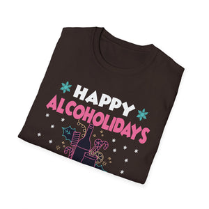 Happy Alcoholidays T‑Shirt — Funny Holiday Drinking Graphic Tee