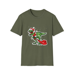 Christmas T‑Shirt — Festive Santa T‑Rex Holiday Graphic Tee