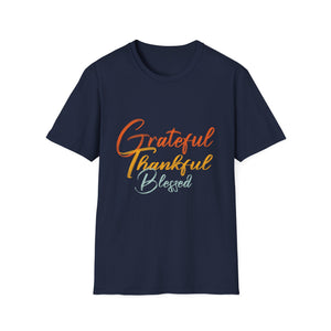Grateful Thankful Blessed T-Shirt — Fall Thanksgiving Christian Inspirational Tee