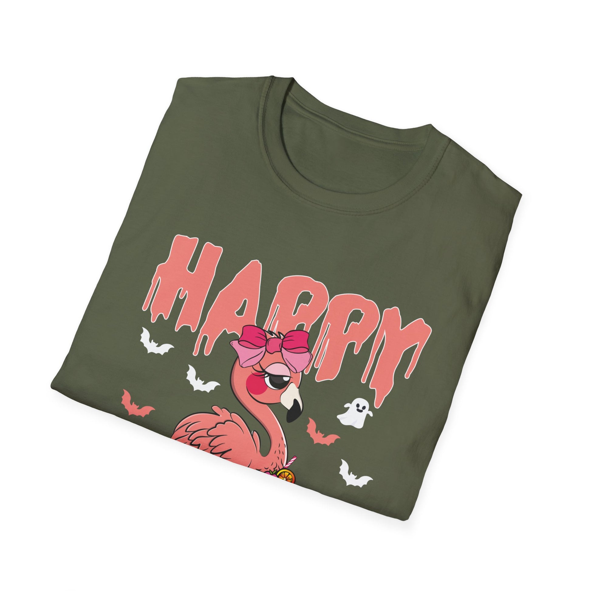 Happy Halloween - Flamingo Lover Witch Hat Pumpkin Halloween TeeUnisex Softstyle T-Shirt