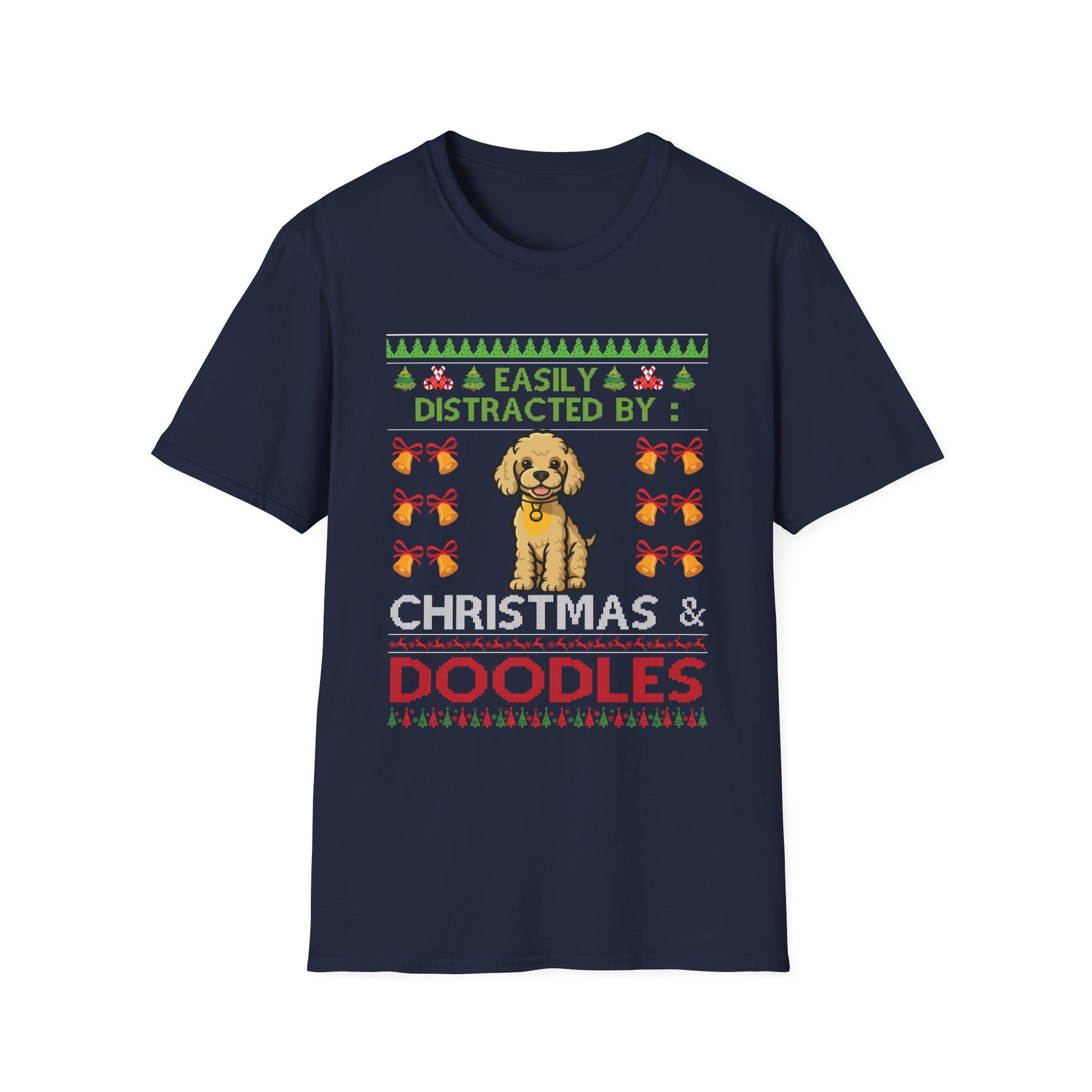 Christmas Doodles T‑Shirt — "Easily Distracted by Christmas & Doodles" Holiday Tee