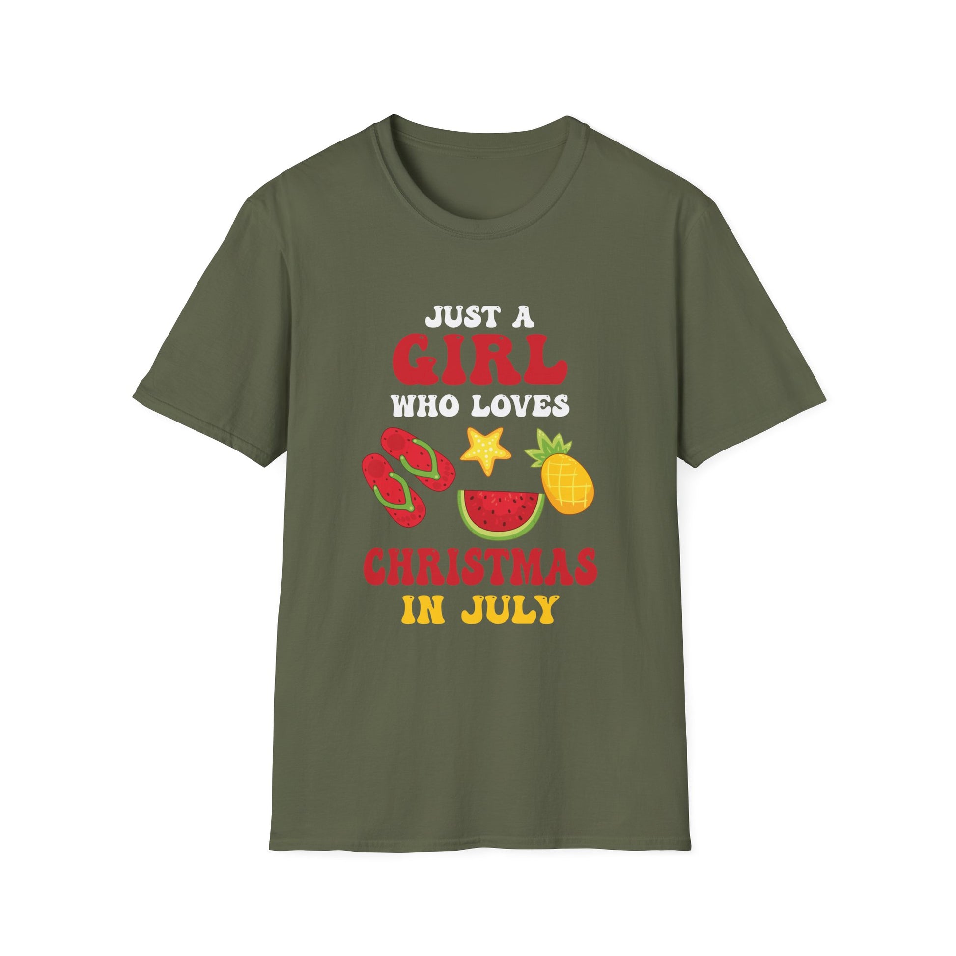 Christmas In July Shirt Girls Funny Summer Beach Vacation Unisex T-Shirt