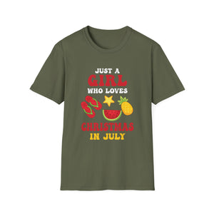 Christmas In July Shirt Girls Funny Summer Beach Vacation Unisex T-Shirt