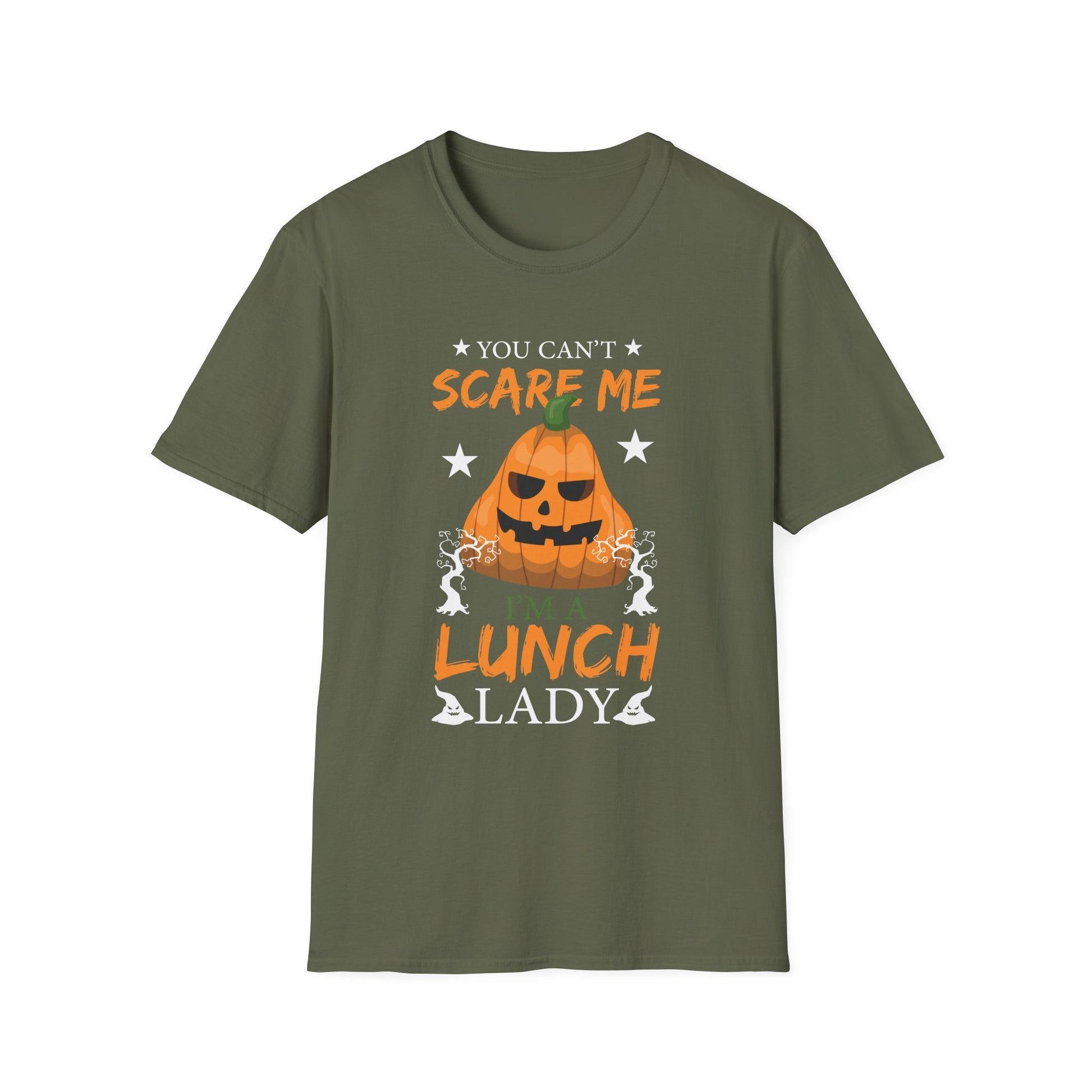 Lunch Lady Halloween T‑Shirt — “You Can’t Scare Me I’m a Lunch Lady” Jack‑O’Lantern Tee