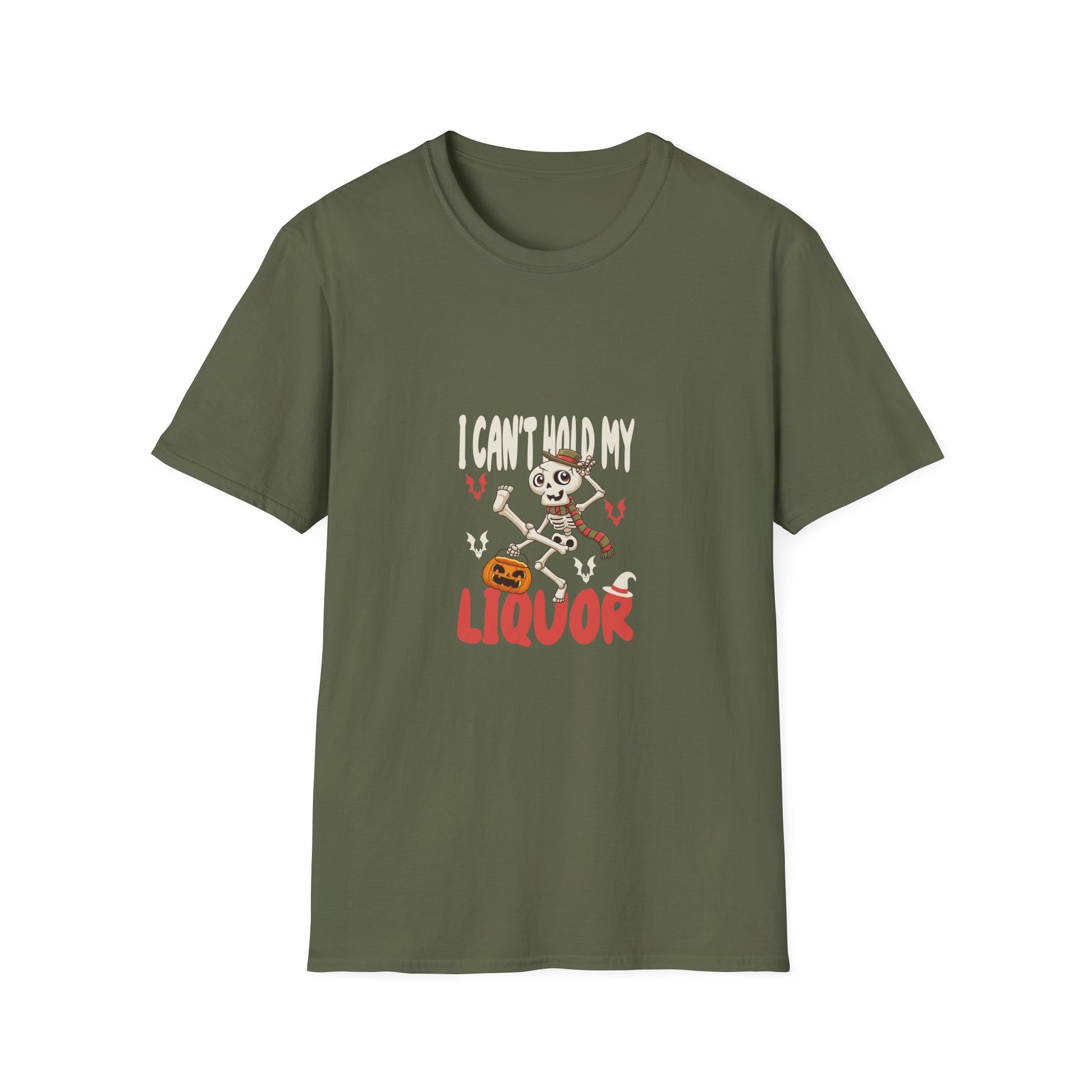 I Can't Hold My Liquor Halloween T-Shirt — Dancing Skeleton Pumpkin Party Tee