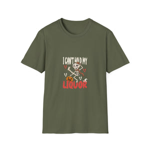 I Can't Hold My Liquor Halloween T-Shirt — Dancing Skeleton Pumpkin Party Tee