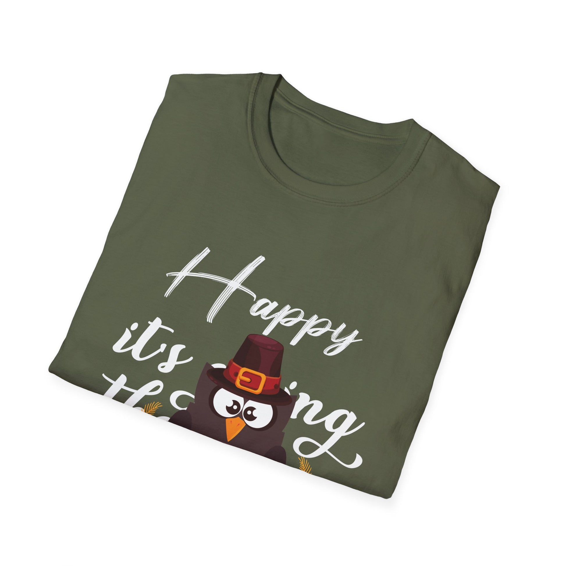 Thanksgiving T-Shirt — "Happy it's turkey time Thanksgiving" Cute Pilgrim Turkey Tee
