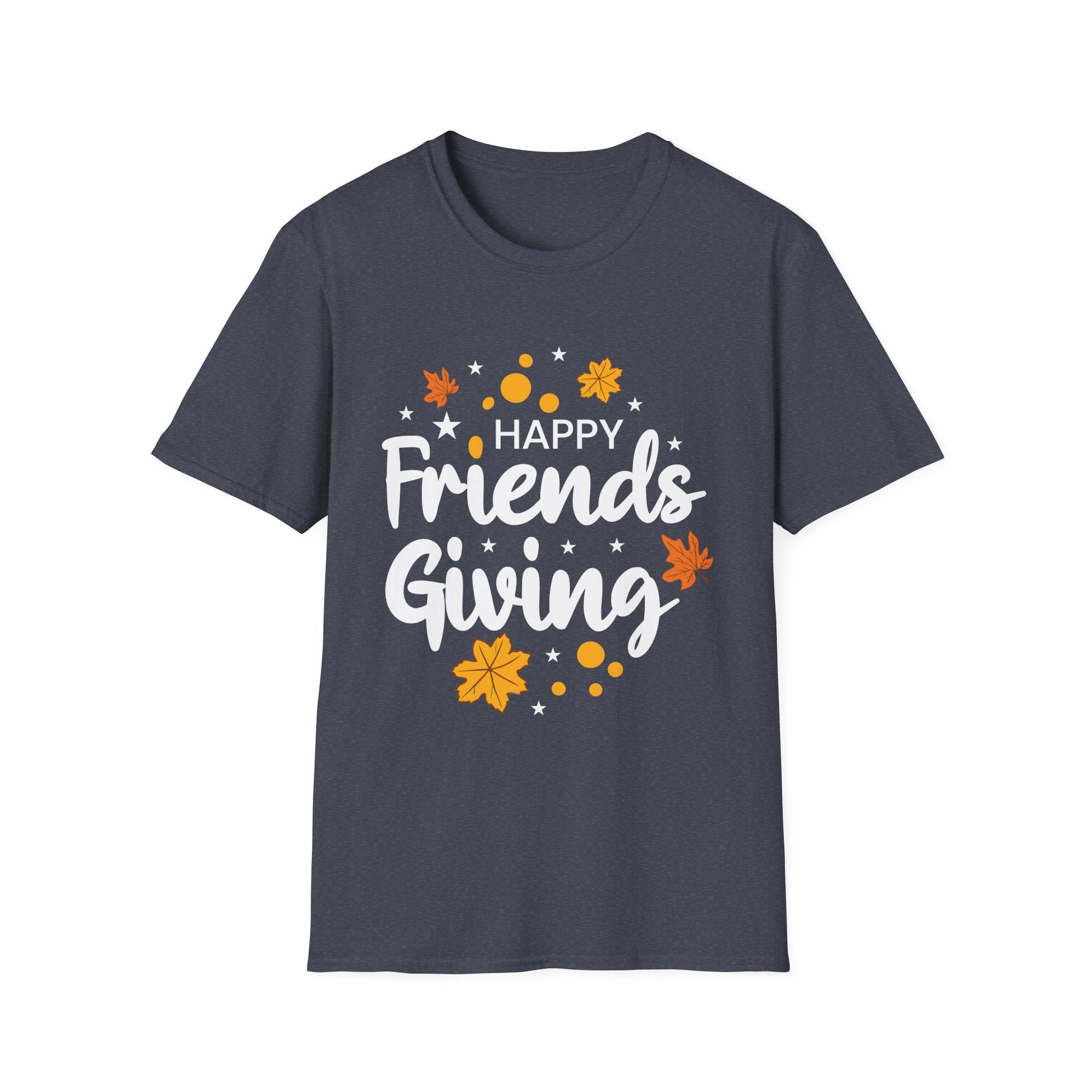 Friendsgiving T-Shirt — "Happy Friends Giving" Fall Leaves Graphic Tee  Unisex T-Shirt