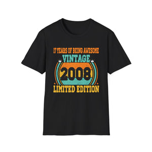 17 Year Old Gifts Vintage 2008 Limited Edition 17th Birthday Unisex T-Shirt