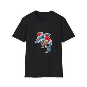 Christmas Shark Graphic T-Shirt — Santa Shark Holding Gifts Holiday Tee