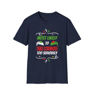 Most Likely To Take Cornhole Too Seriously Family Christmas T-Shirt