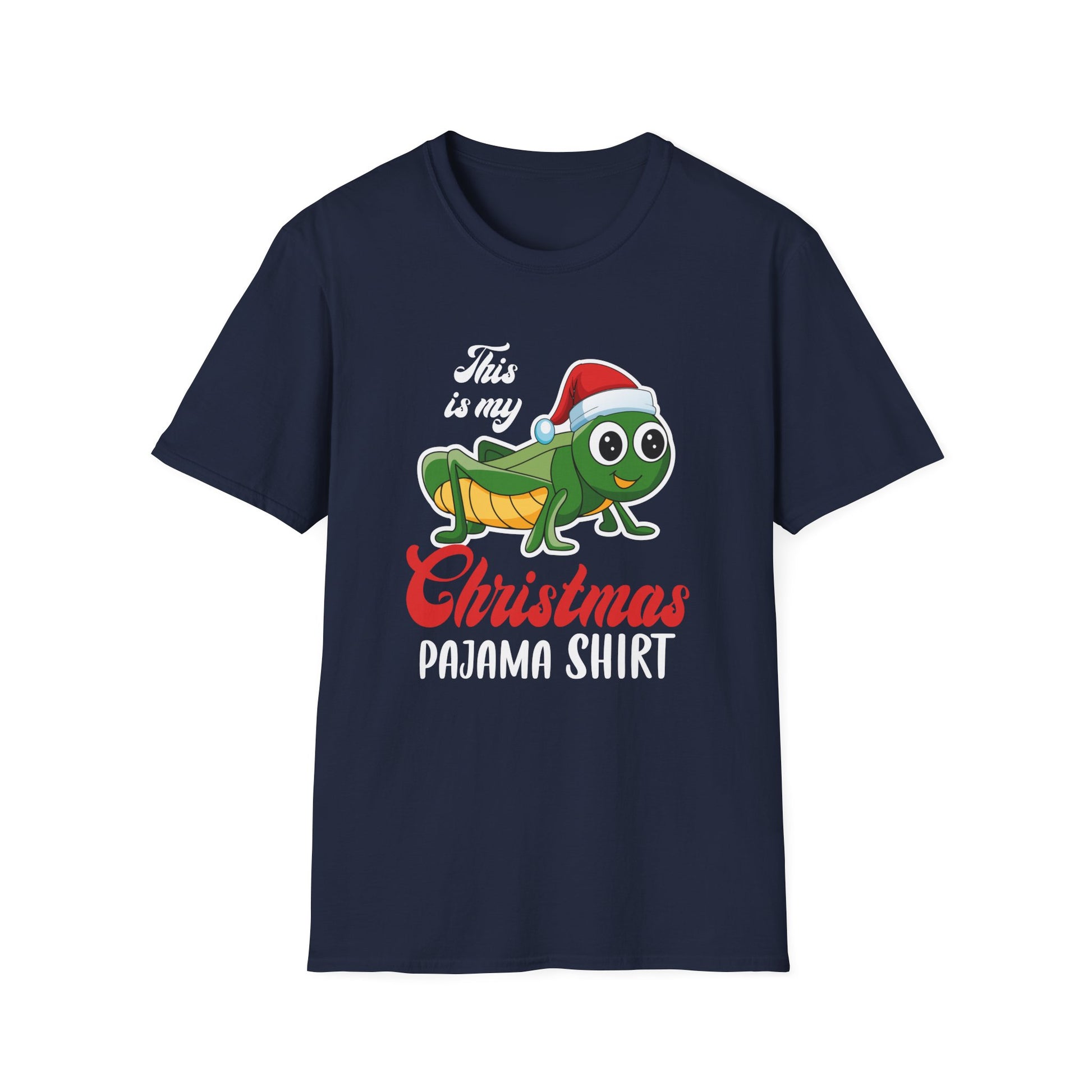 Christmas Pajama Shirt Tee — Cute Grasshopper in Santa Hat Holiday T-Shirt