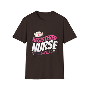 Registered Nurse T-Shirt — Pink Stethoscope & Nurse Hat