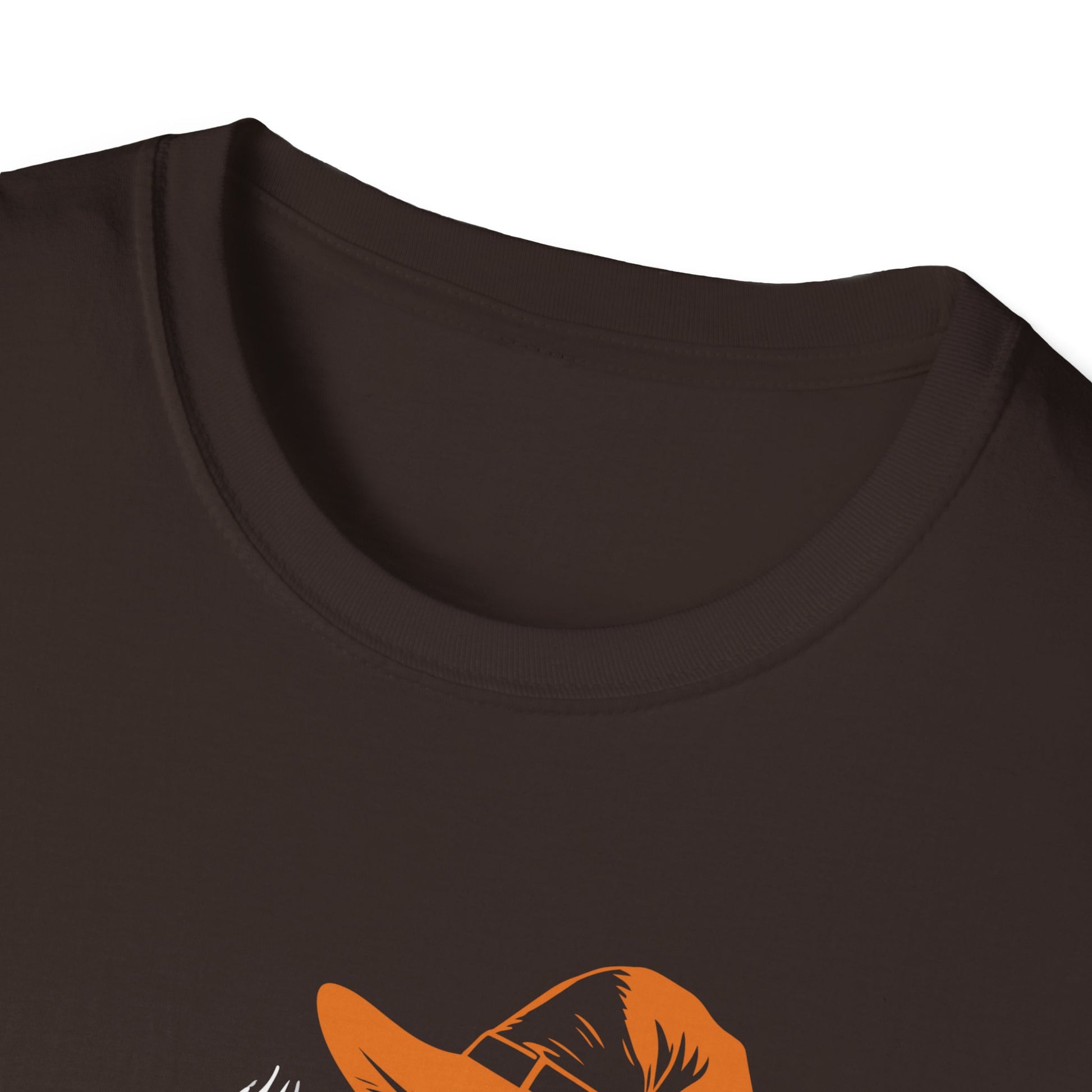 Dancing Skeleton Tee with Orange Witch Hat – Halloween Party T-Shirt