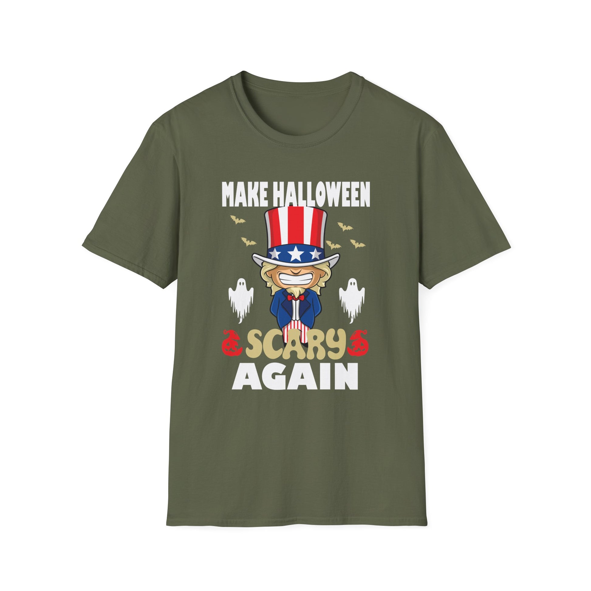 Make Halloween Scary Again T-Shirt — Patriotic Uncle Sam Cat Halloween Tee