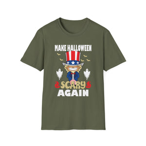 Make Halloween Scary Again T-Shirt — Patriotic Uncle Sam Cat Halloween Tee