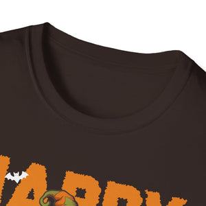 Gnomes Halloween Greeting Holiday Pumpkin Creepy Halloween Tee Unisex Softstyle T-Shirt