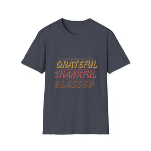 Grateful Thankful Blessed T-Shirt — Retro Fall Thanksgiving Tee  Unisex T-Shirt