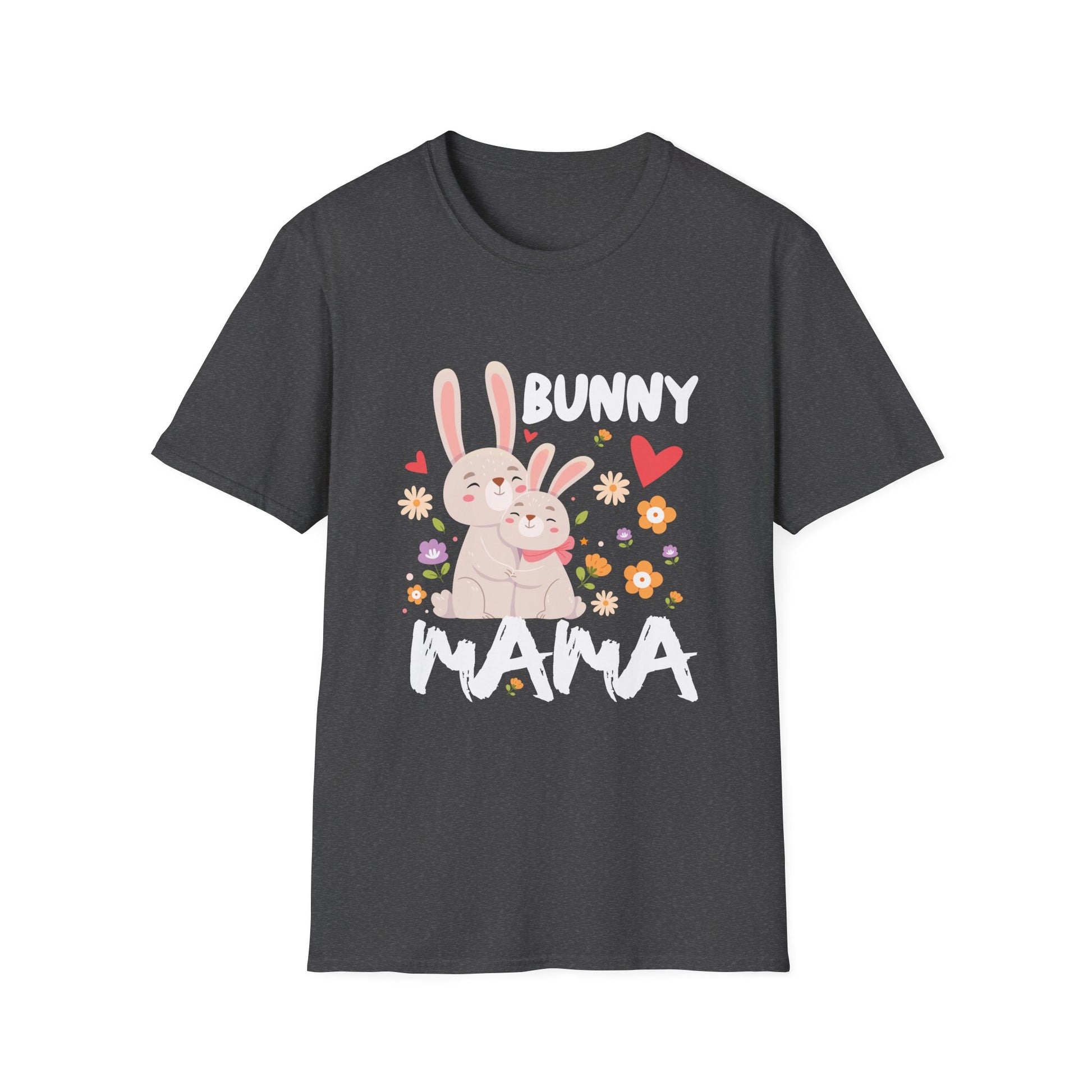 Bunny Mama T-Shirt — Cute Mother's Day Rabbit Tee with Floral Hearts