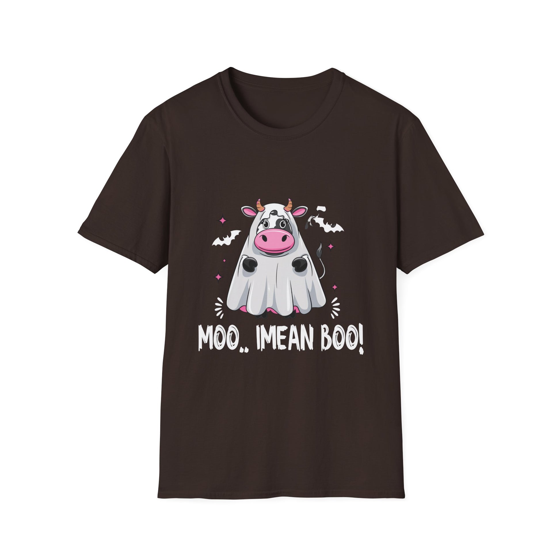 Cow Ghost Halloween T-Shirt — "Moo... I Mean Boo!" Cute Spooky Tee