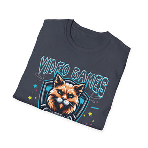Video games makes me feel less Murdery cat gamer women men Unisex T-Shirt
