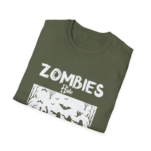 Zombies hate fast food Halloween Fan Funny Halloween T-Shirt-productor-mockup