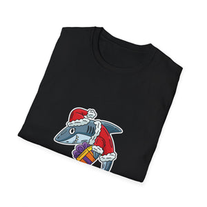 Christmas Shark Graphic T-Shirt — Santa Shark Holding Gifts Holiday Tee