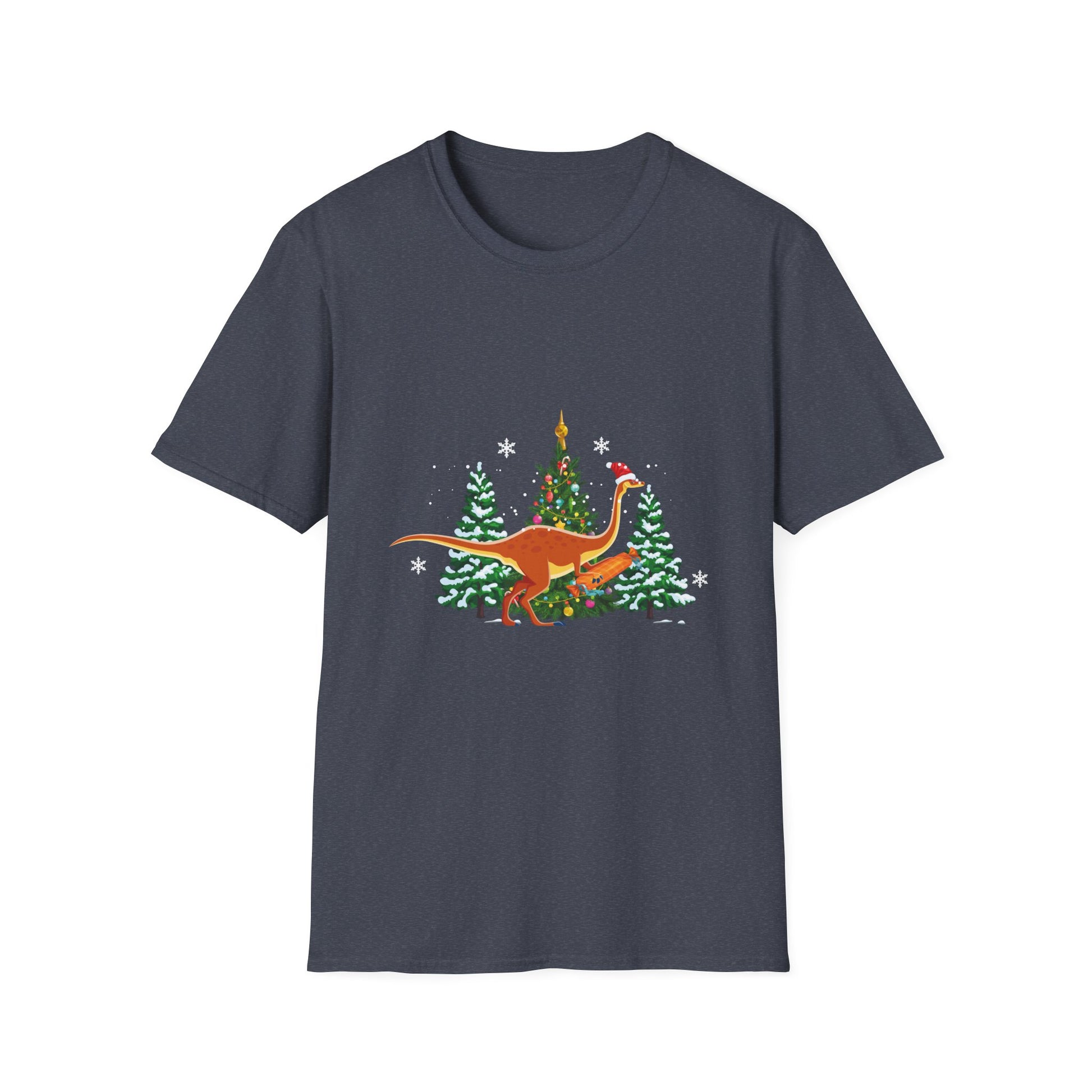 Christmas Brachiosaurus Dinosaur eating a Christmas Tree Unisex T-Shirt